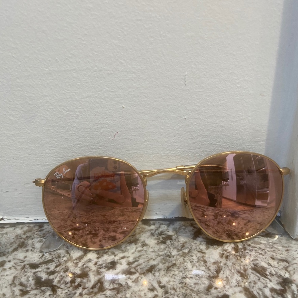 Ray ban round Gold and copper flash sunglasses - Picture 3 of 3